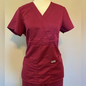 Grey’s Anatomy Maroon Scrub Top, Size Small